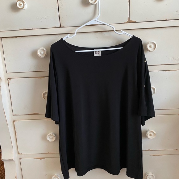 NWT Anne Klein Black Women's Top 2X - Picture 1 of 7